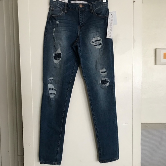 BOYFRIEND SOFT STRETCH DISTRESS DENIM JEANS - Picture 1 of 7